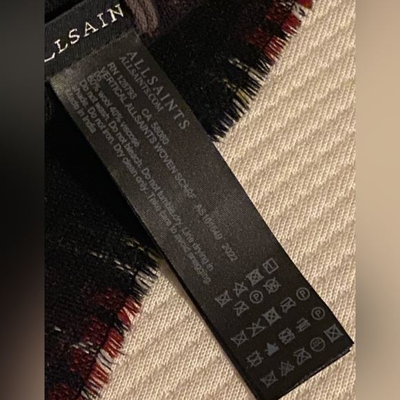 All Saints Vertical Plaid Wool Blend Scarf - Picture 5 of 9